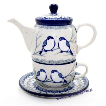 Czajniczek 0,5L z filiżanką 0,2L dek. U4830X Białe Gile